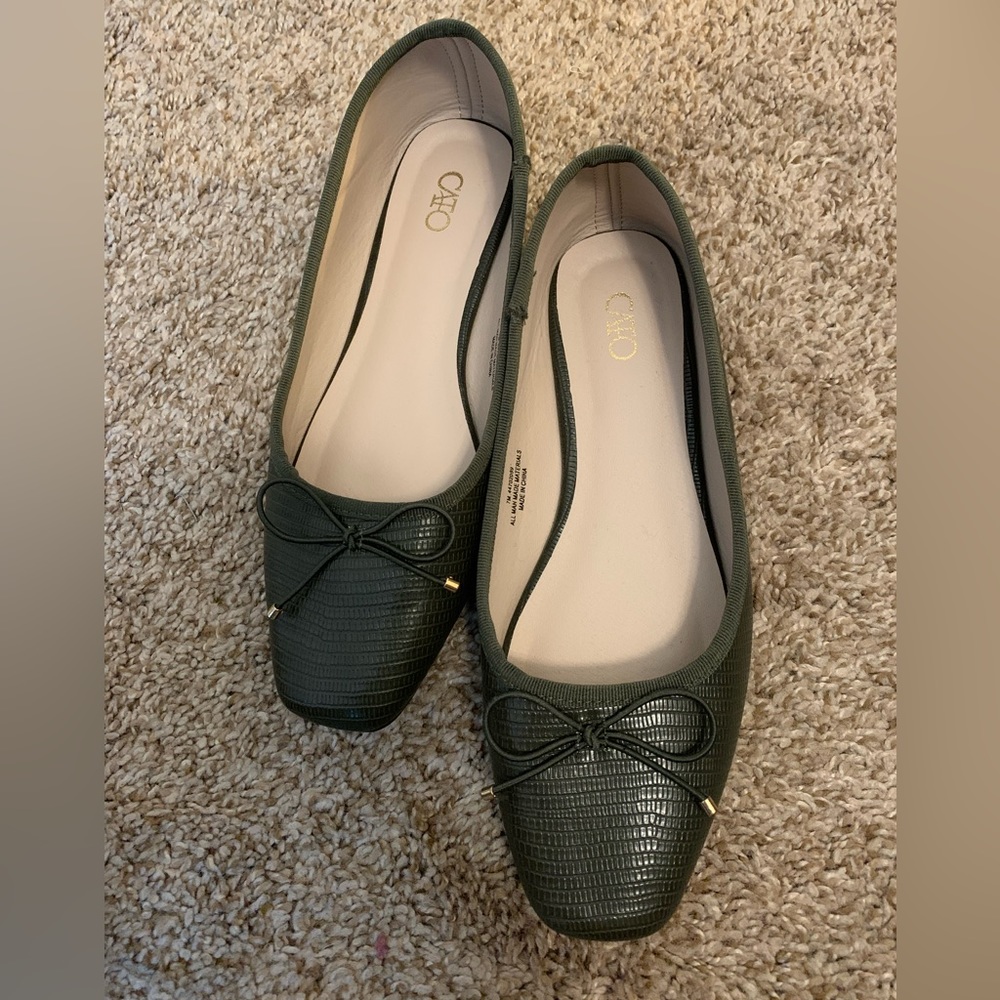 Sage Green flats Size 7 M . Brand new